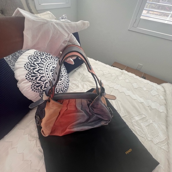 Fendi  Selleria Doctor Bag. Gradient Shoulder Bag in Pink, Blue, and Tan - Picture 3 of 15